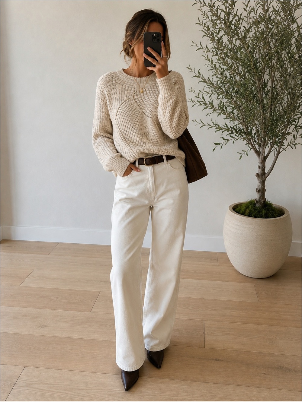 Soft Joie Cotton & Wool Chunky Neutral Fisherman Sweater